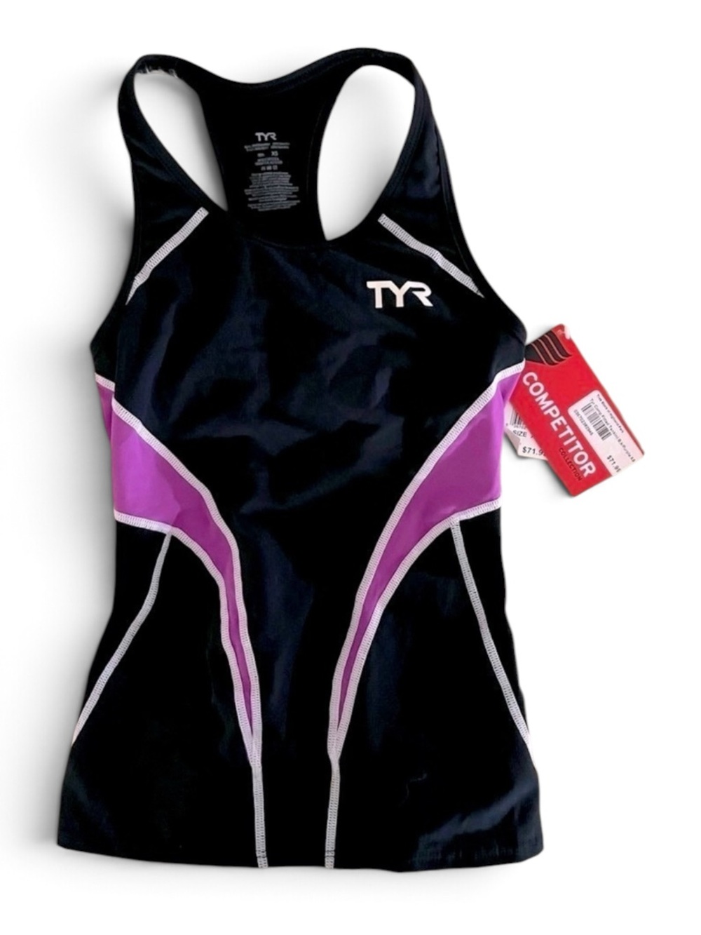 NWT Tyr Black/Purple Swim Tankini Top Competition